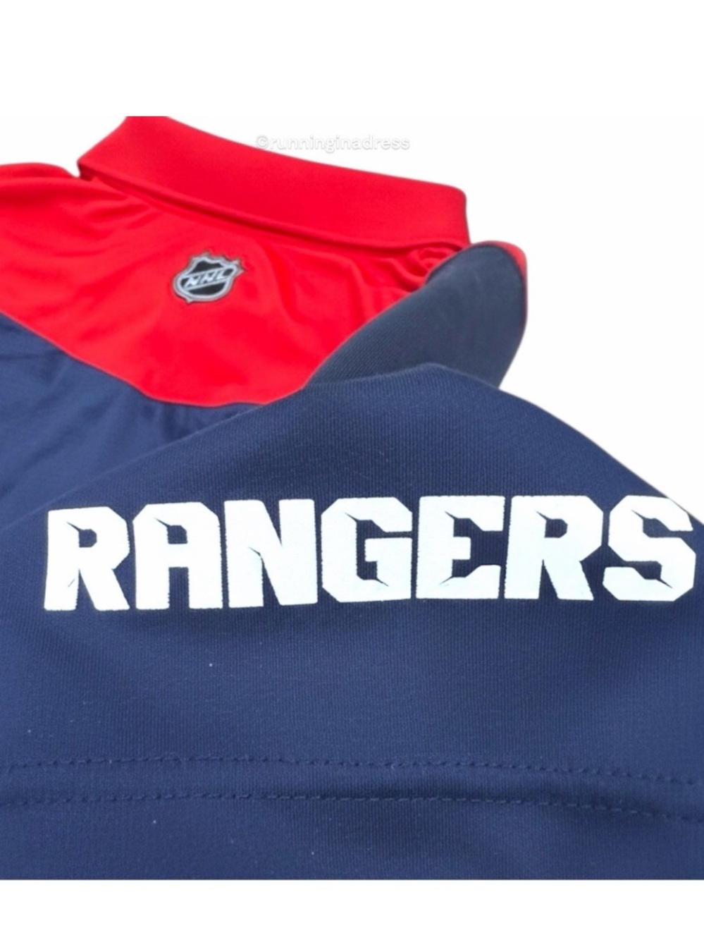 Reebok NHL New York Rangers Center Ice Statement Performance Polo Navy Red L - Picture 6 of 10